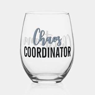 Personalised Chaos Coordinator Boss Manager Admin Stemless Wine Glass
