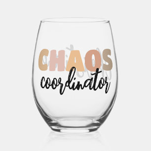 Personalised Chaos Coordinator Boss Manager Admin Stemless Wine Glass
