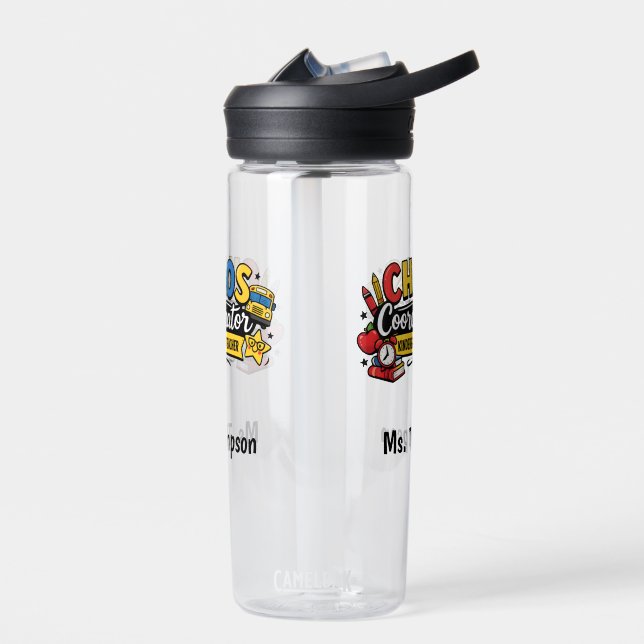 Personalised Chaos  Coordinator Teacher  Water Bottle (Left)