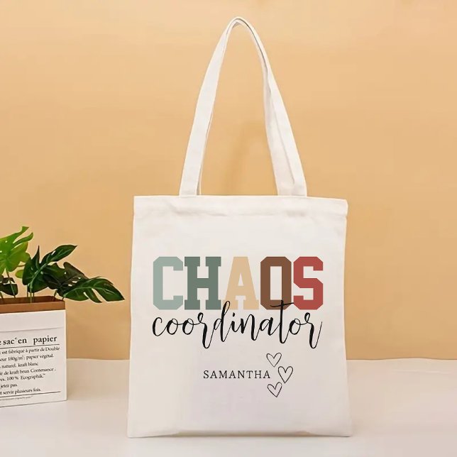 Personalised Chaos Coordinator Tote Bag, Mum Gift Bag (Gift for teacher, teacher birthday gift, tote bag for teacher, mom gift, chaos coordinator gift)