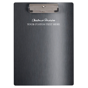 Personalised Charcoal Black Metal   Clipboard