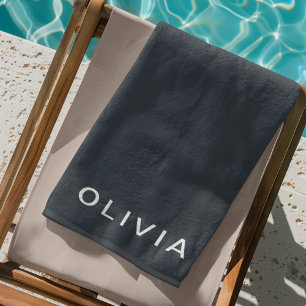 Personalised Charcoal Blue Custom Beach Towel