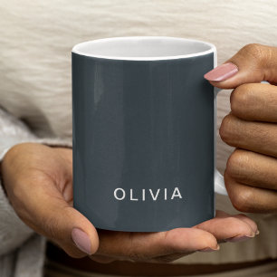 Personalised Charcoal Blue Custom Mug   Elegant 