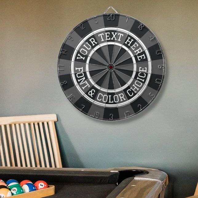 Personalised Charcoal Grey or Custom Colour Text Dartboard (Creator Uploaded)