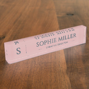 Personalised Charcoal Name Dusty Rose Gift Nameplate