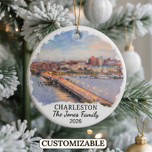 Personalised Charleston, Custom South Carolina Ceramic Ornament