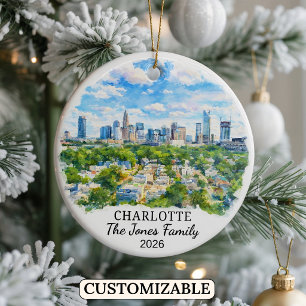 Personalised Charlotte, Custom North Carolina Ceramic Ornament