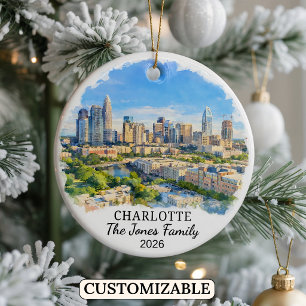 Personalised Charlotte, Custom North Carolina Ceramic Ornament