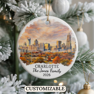 Personalised Charlotte, Custom North Carolina Ceramic Ornament