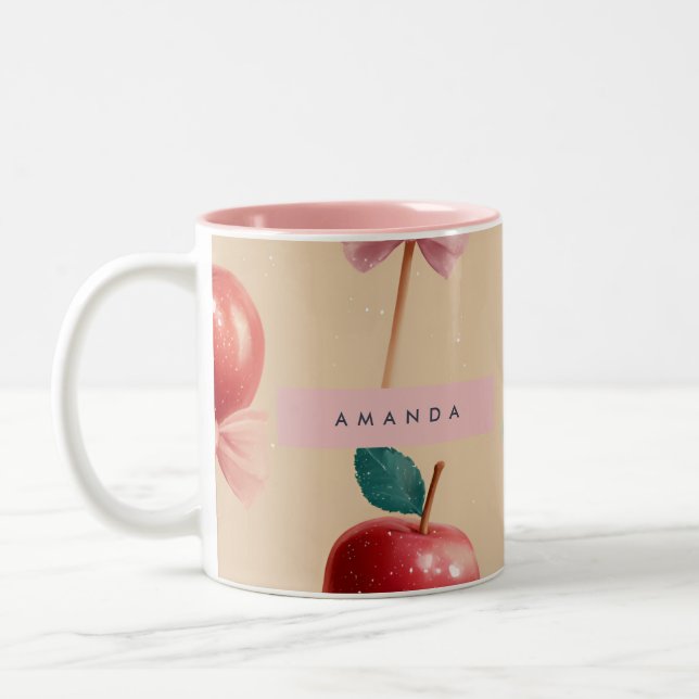 Personalised Charming Candy Apple Pattern Two-Tone Coffee Mug (Left)