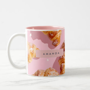 Personalised Charming Croissant Delight Two-Tone Coffee Mug