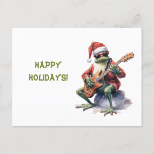 Personalised Charming Funny Christmas Frog Band Postcard