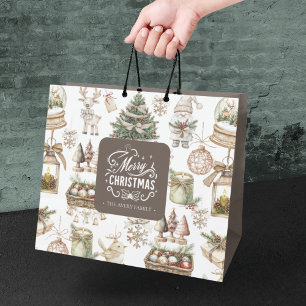 Personalised Charming Winter Scene Large Gift Bag