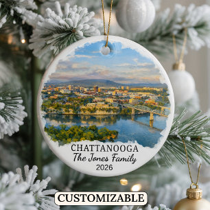 Personalised Chattanooga Ornament, Custom Tennesse Ceramic Ornament
