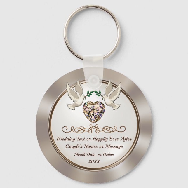Personalised, Cheap Wedding Favours, Wedding Key Ring (Front)