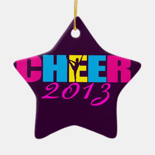 Personalised Cheer Cheerleading Purple Ceramic Tree Decoration (Front)