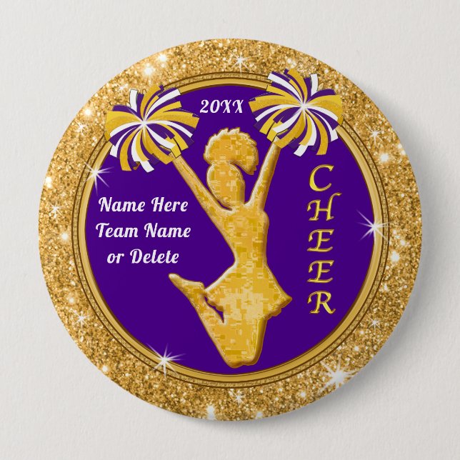Personalised Cheer Party Favours, Cheerleader Pins (Front)