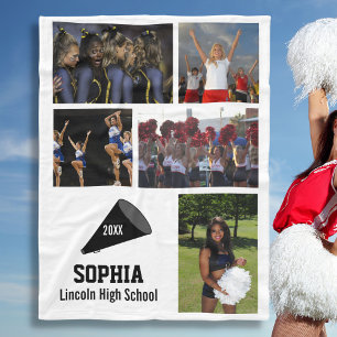 Personalised Cheerleader 5 Photo Collage Name Year Fleece Blanket