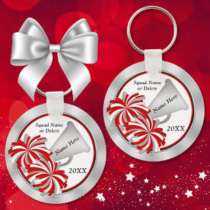 Personalised Cheerleader Gift ideas, Red and White Key Ring