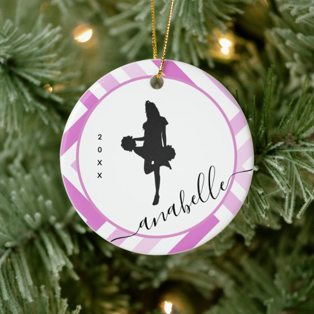 Personalised Cheerleader Girly Name School Cheer Ceramic Ornament (Tree)