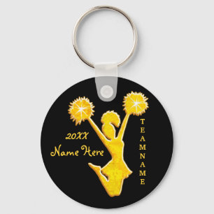 Personalised Cheerleader Keychains, 3 Text Boxes Key Ring