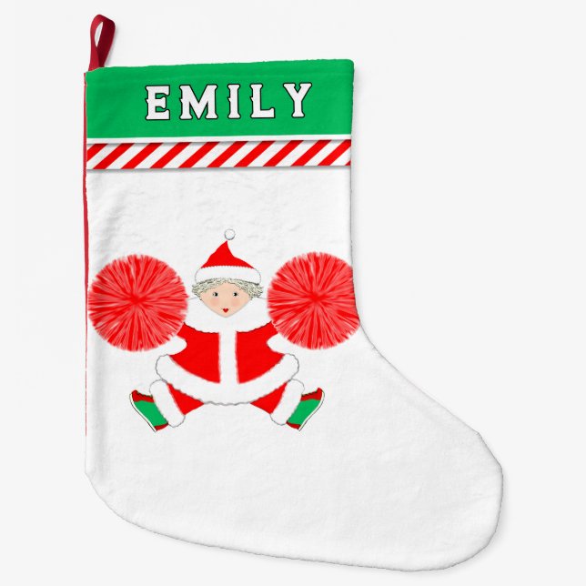 Personalised Cheerleader Large Christmas Stocking (Front)