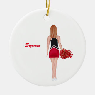 Personalised Cheerleader Ornament-Red Hair  Ceramic Ornament