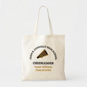 Personalised Cheerleading Black Gold Cheer Tote Bag