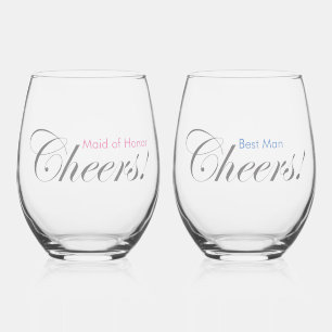 Personalised Cheers! Best Man and Maid of Honour Stemless Wine Glass