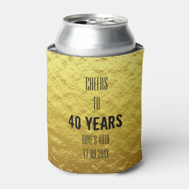 Personalised Cheers Gold Birthday Can Cooler (Can Front)