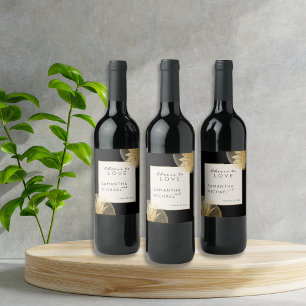 Personalised Cheers to Love Black Gold Wedding Wine Label
