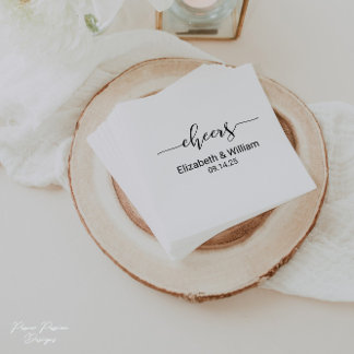 Personalised Cheers Wedding Cocktail Napkin
