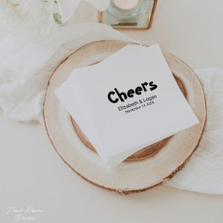 Personalised Cheers Wedding Cocktail Napkin
