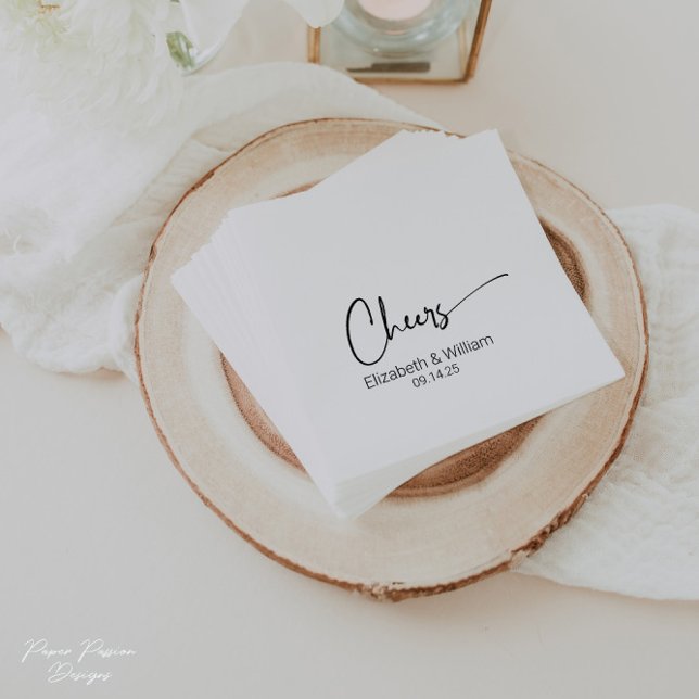 Personalised Cheers Wedding Cocktail Napkin (Creator Uploaded)