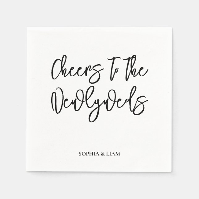 Personalised Cheers Wedding Rustic Hand lettering Napkin (Front)