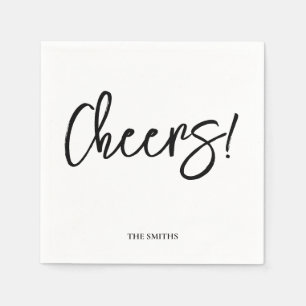 Personalised Cheers Wedding Rustic Hand lettering Napkin