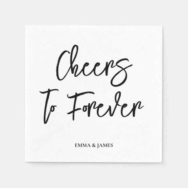 Personalised Cheers Wedding Rustic Hand lettering Napkin (Front)