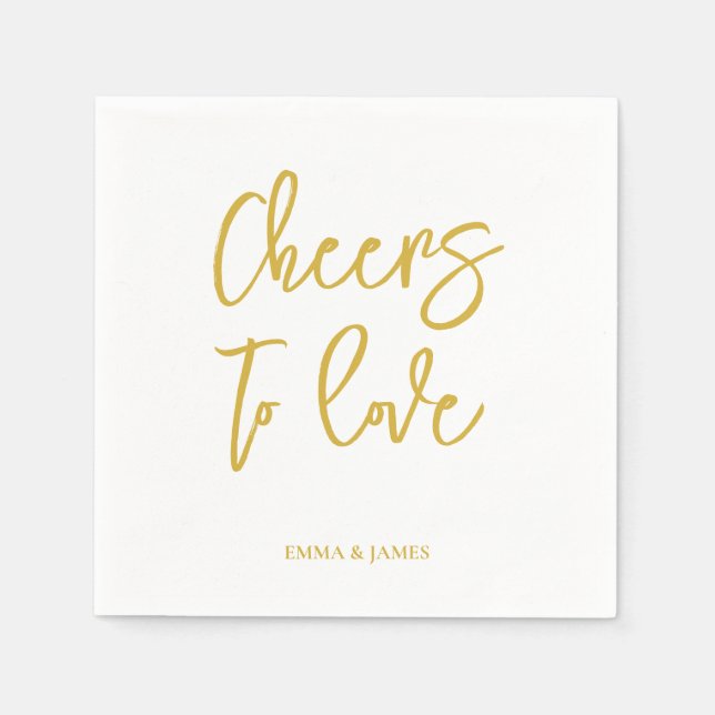 Personalised Cheers Wedding Rustic Hand lettering  Napkin (Front)