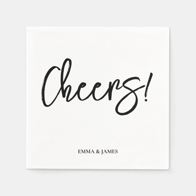 Personalised Cheers Wedding Rustic Hand lettering  Napkin (Front)