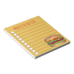 Personalised Cheeseburger Burger To Do List Notepad