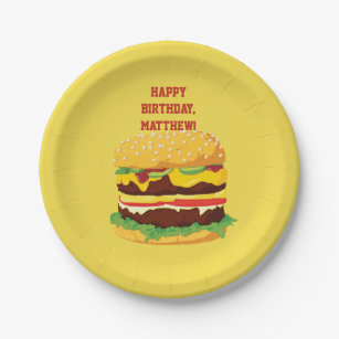 Personalised Cheeseburger Party Paper Plates