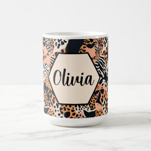 Personalised Cheetah and Zebra Print Coffee Mug