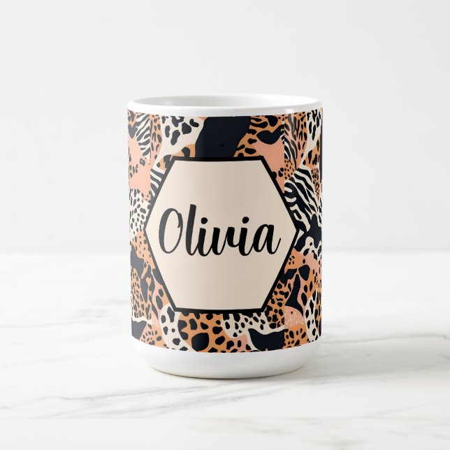 Personalised Cheetah and Zebra Print Coffee Mug (Center)