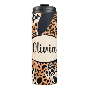 Personalised Cheetah and Zebra Print Thermal Tumbler