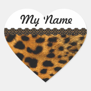 Personalised Cheetah Heart Sticker