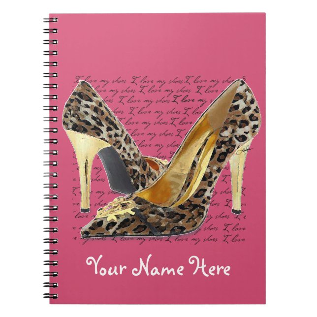 Personalised Cheetah Heels – Stylish Pink Notebook (Front)