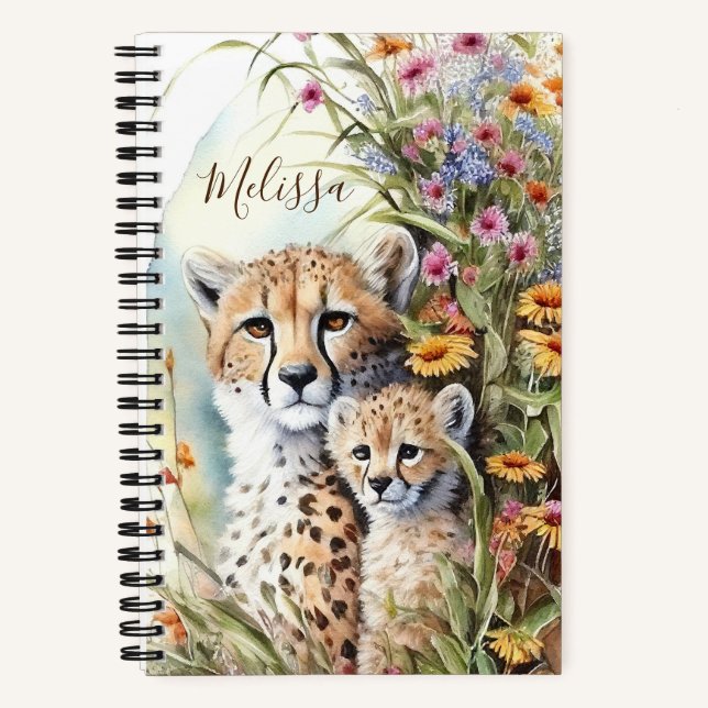Personalised Cheetah School Office Notebook Gift (Front)
