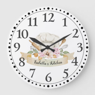 Personalised Chef Cook Baker's Tools Kitchen  Large Clock