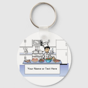 Personalised Chef, Cook - Male Cartoon Key Ring