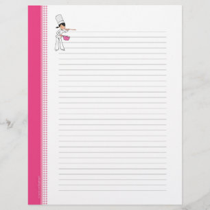Personalised Chef Design Recipe Page Lined